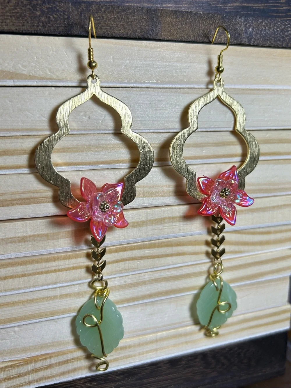 3/$25 Floral Drop Earrings with Pink Flower